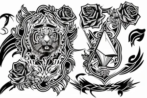 phoenix with tiger, ace of spades, roses and guitar tattoo idea