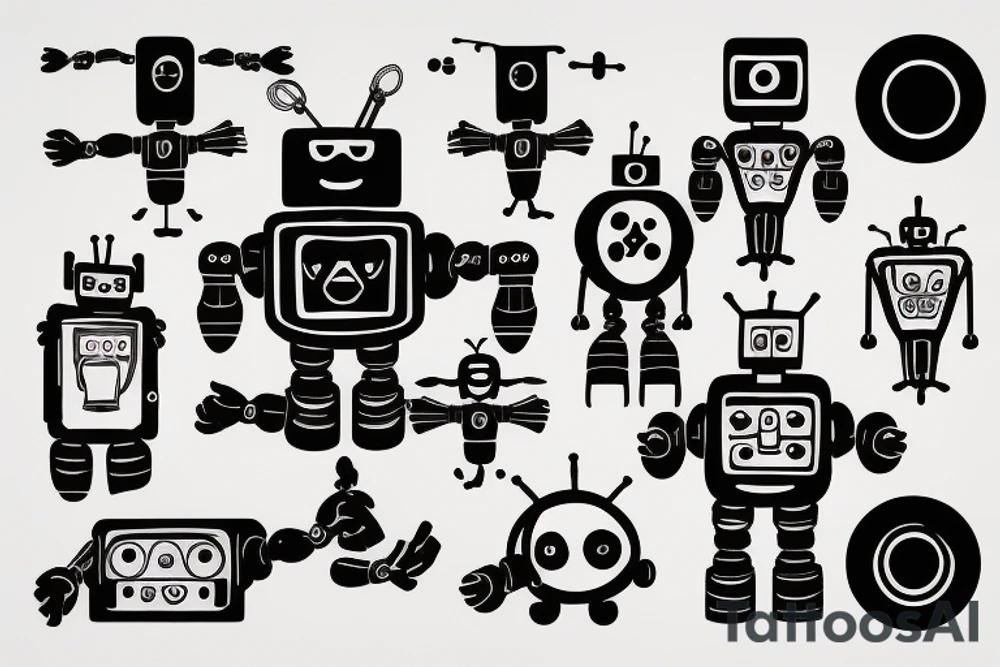robot repairing itself tattoo idea