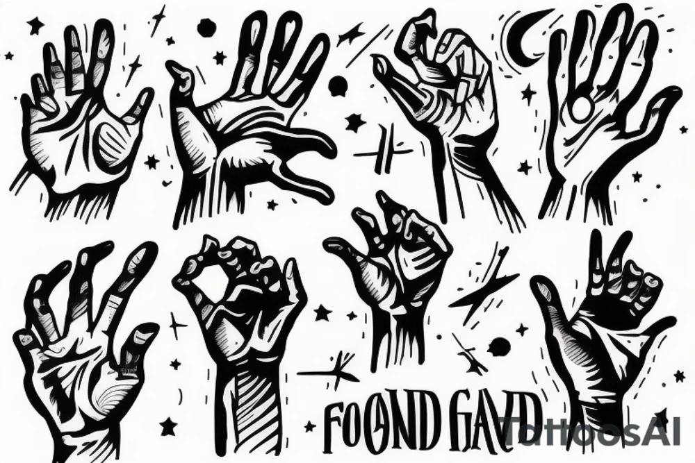 The hand of god point towards the work given with lights and clouds around tattoo idea