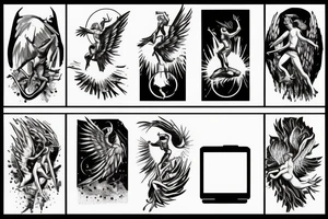 Icarus falling from the sun with a flavour of technology tattoo idea