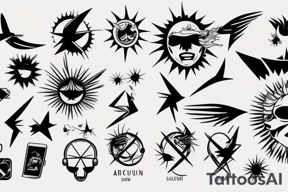 Icarus falling from the sun with a flavour of technology tattoo idea