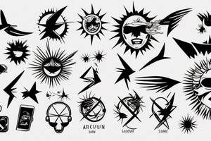 Icarus falling from the sun with a flavour of technology tattoo idea
