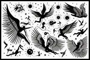 Icarus falling from the sun tattoo idea