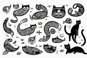 cat in the ocean tattoo idea