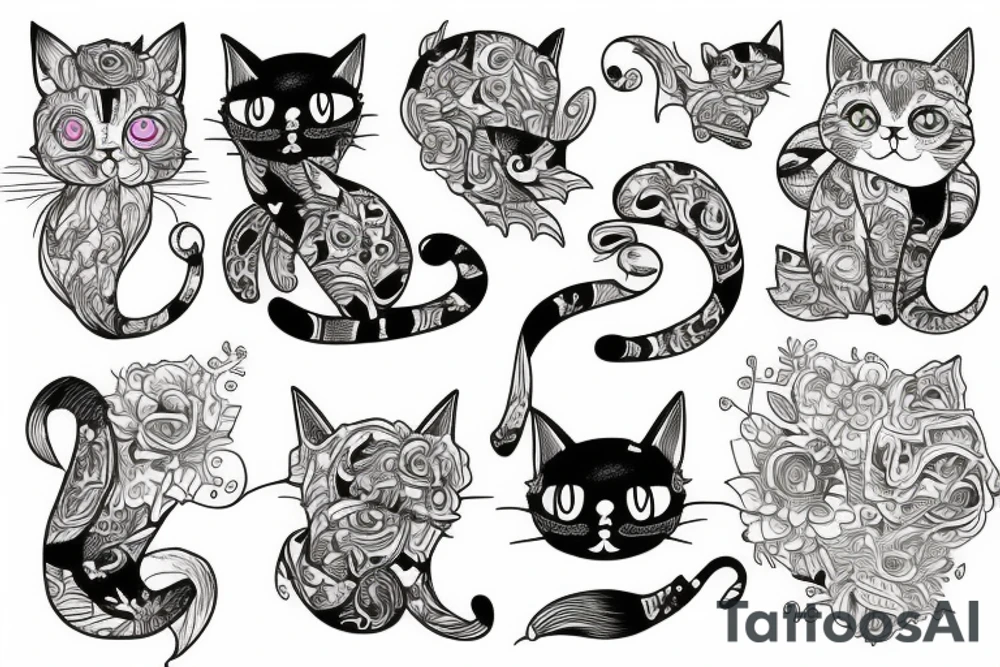 cat sea dead tattoo idea