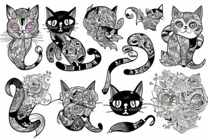 cat sea dead tattoo idea