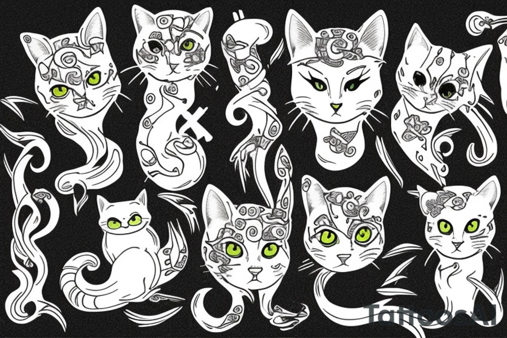 cat sea dead tattoo idea