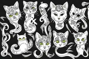 cat sea dead tattoo idea