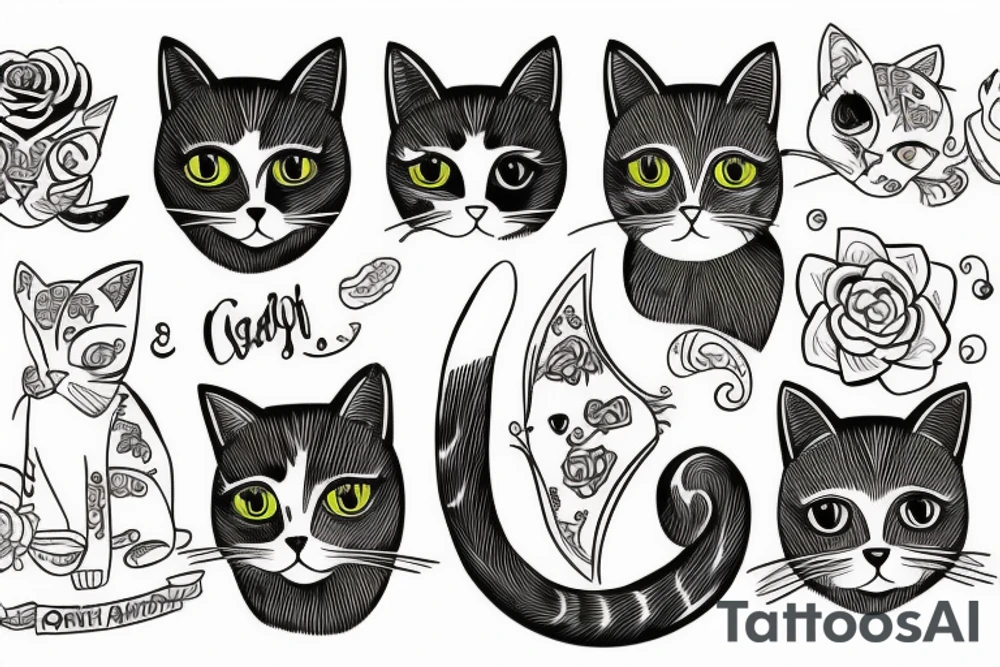 one cat tattoo idea