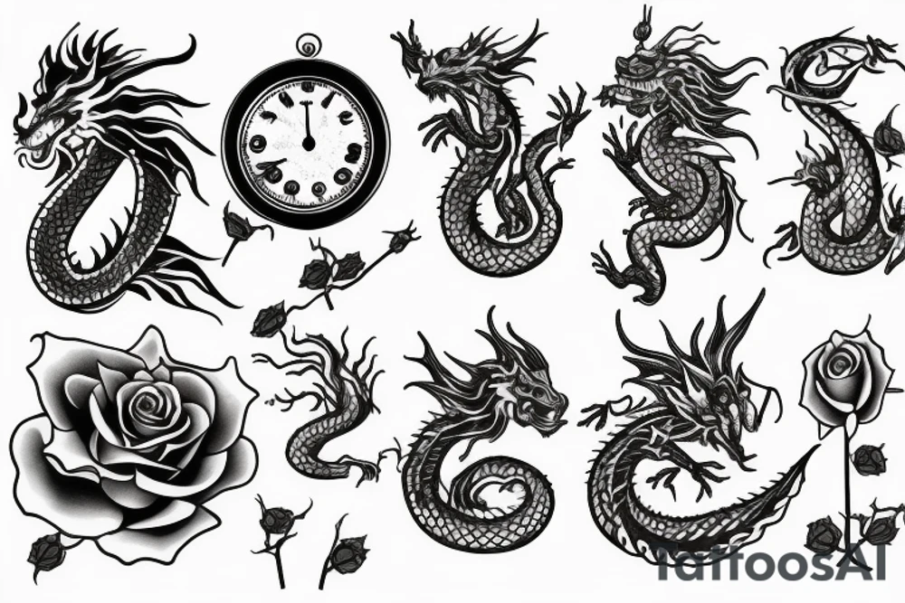 Something that will go with a rose, clock and dragon tattoo idea Something that will go with a rose, clock and dragon tattoo idea