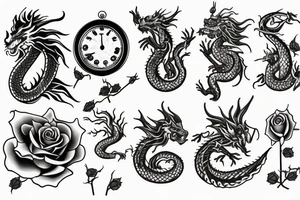 Something that will go with a rose, clock and dragon tattoo idea