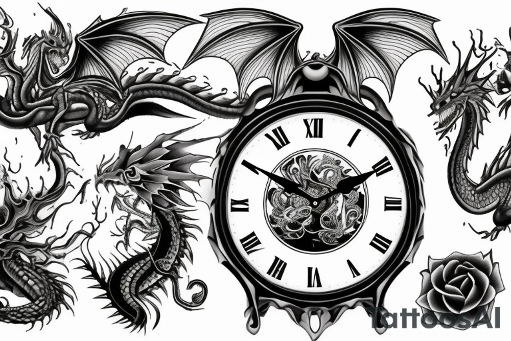 clock and dragons and roses
with times and dates tattoo idea clock and dragons and roses
with times and dates tattoo idea