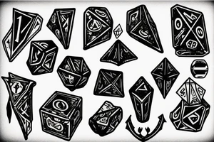 Fantasy dice dagger raven tattoo idea
