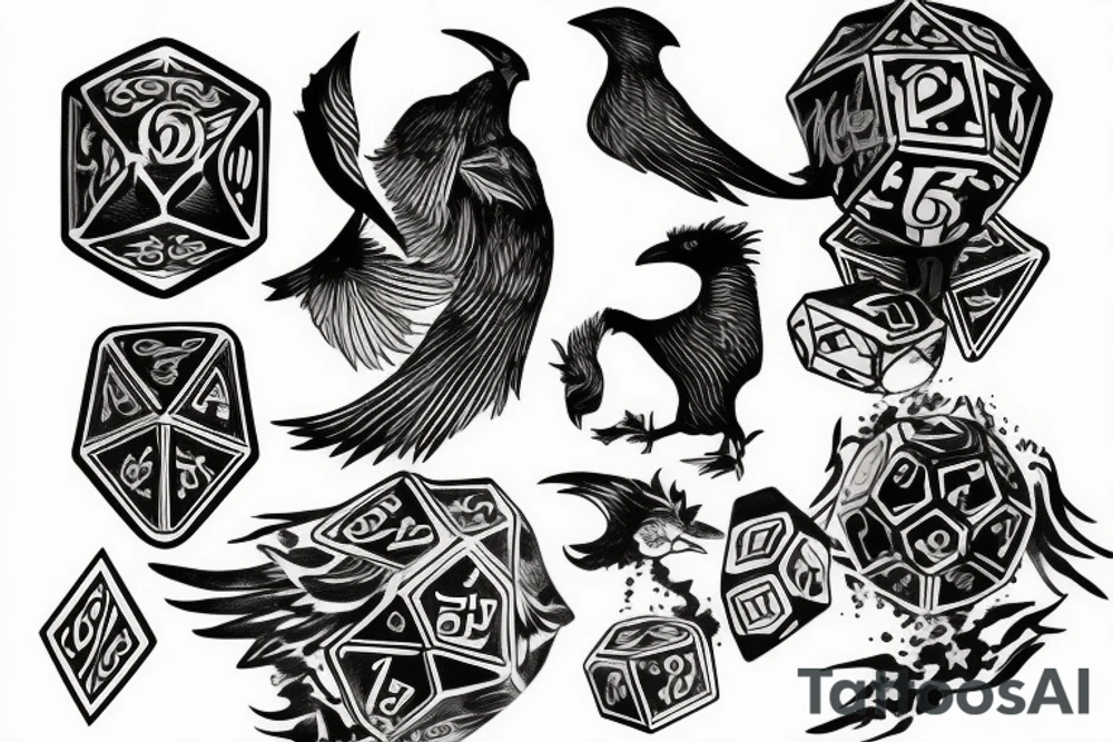 Prince of ravens with dice tattoo idea