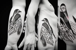penguin holding surfboard tattoo idea
