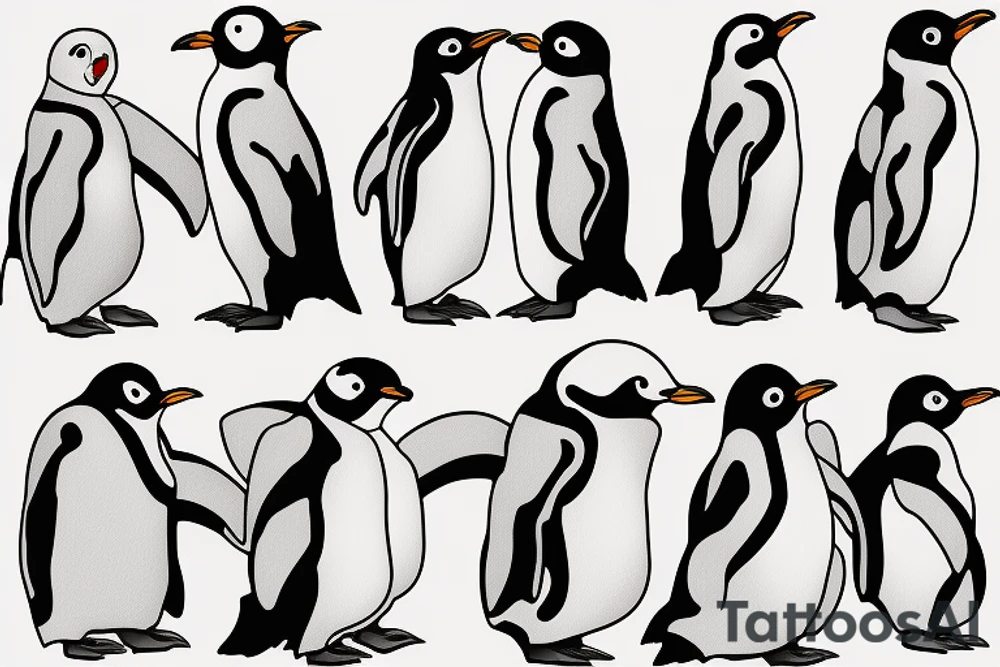 cute penguin tattoo idea