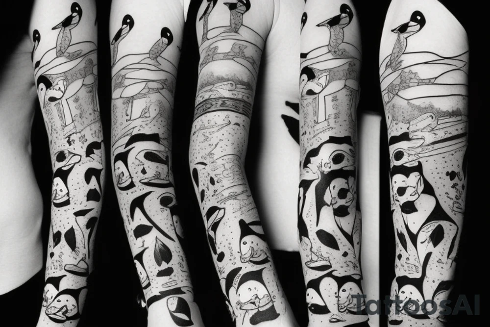cute penguin tattoo idea