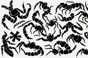 A scorpion with tribal hands tattoo idea
