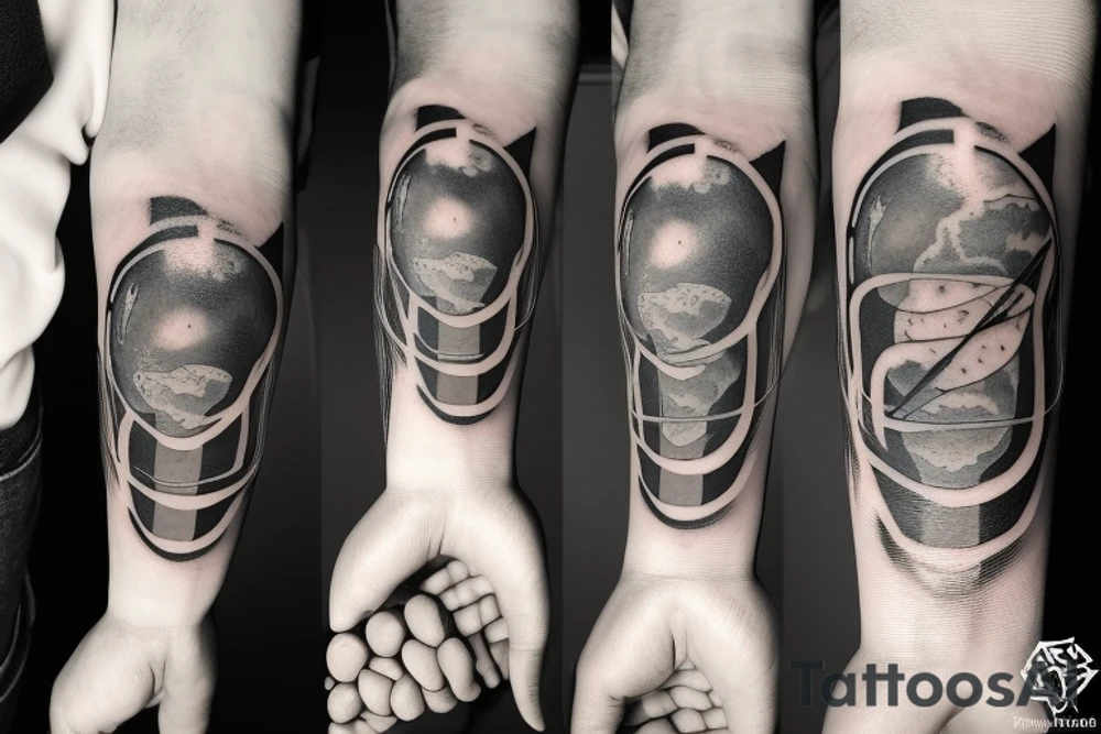 A tattoo in memory of my friend who died.
 Theme: Man sitting on a ledge in space and looking down at the earth with a joint in his hand tattoo idea