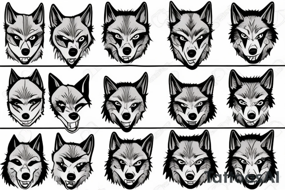 Face to face wolves tattoo idea
