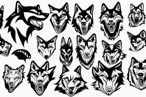 2 wolves face to face tattoo idea