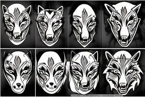 2 wolves face to face tattoo idea