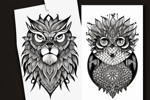 Lion and an owl tattoo idea