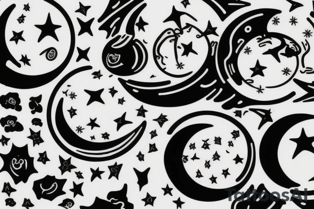 A moon with 555 inside and discipline tattoo idea