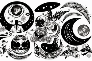 A moon with 555 inside and discipline tattoo idea