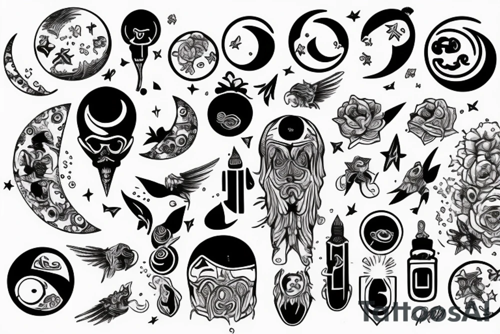 A moon with 555 inside and discipline tattoo idea