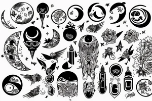 A moon with 555 inside and discipline tattoo idea