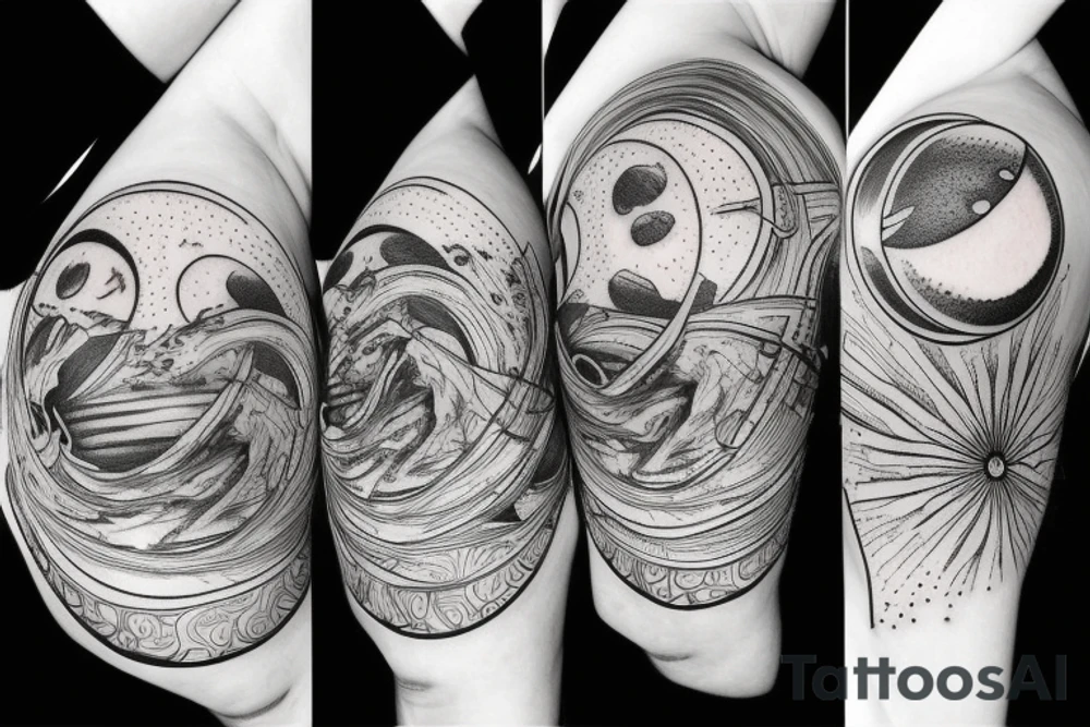A moon with 555 inside tattoo idea
