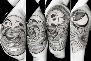 A moon with 555 inside tattoo idea