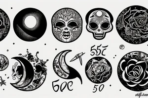A moon with 555 inside tattoo idea
