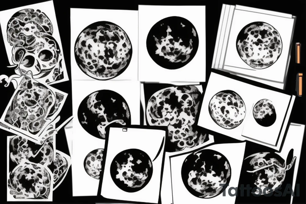 A moon with fives tattoo idea