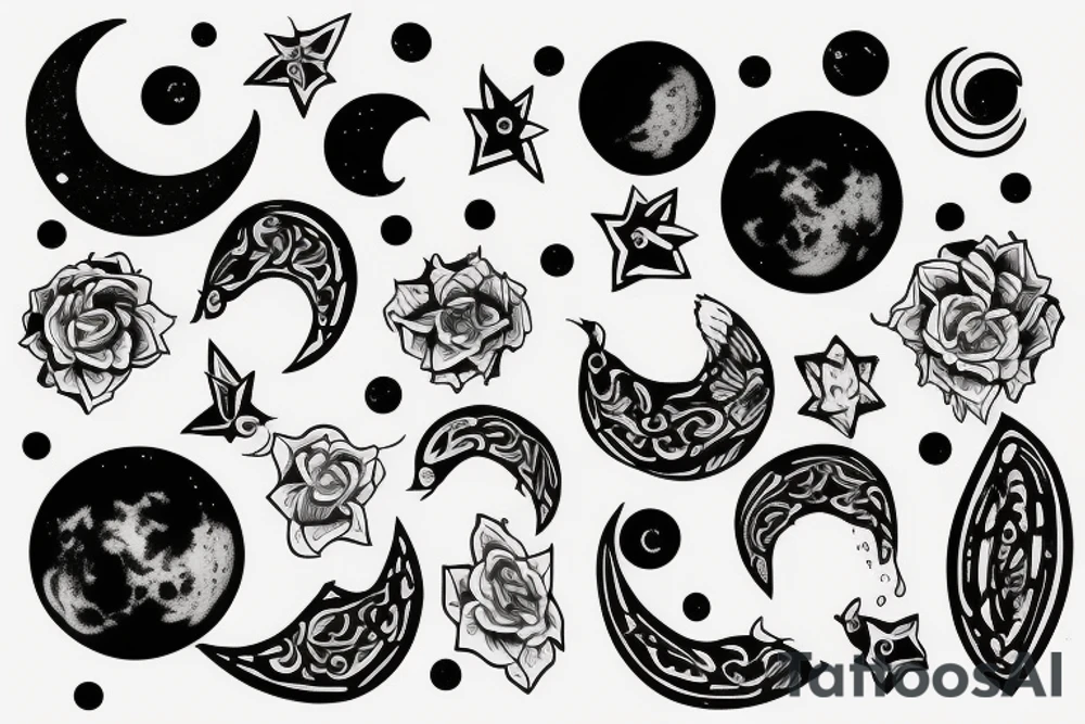 A moon with fives tattoo idea