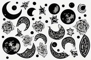 A moon with fives tattoo idea