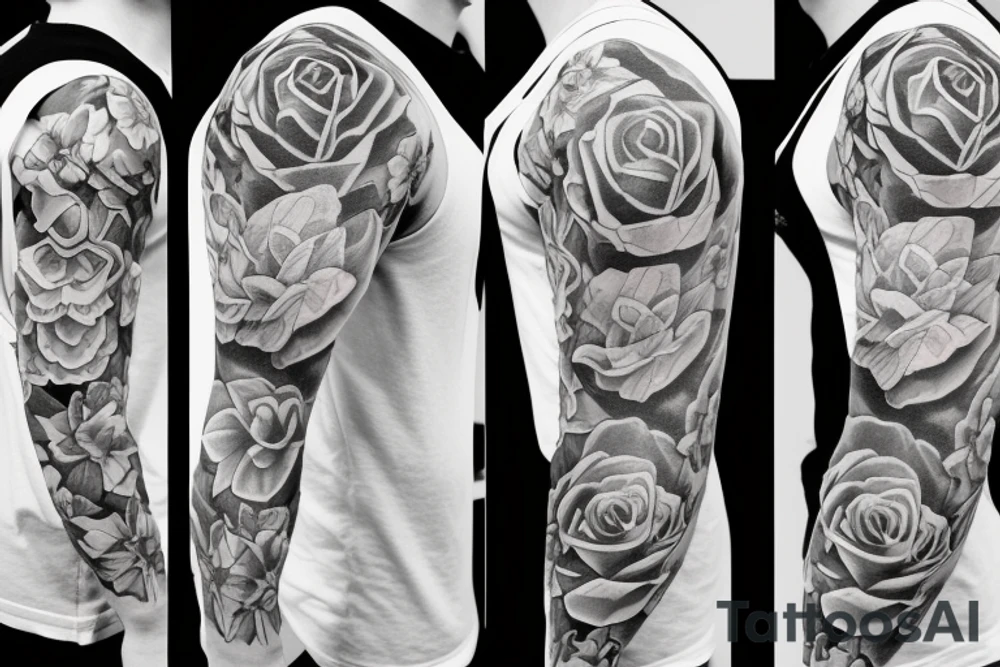Sleeve rose tattoo idea