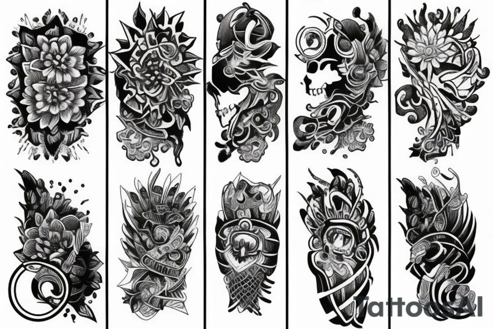 Half sleeve unique tattoo idea