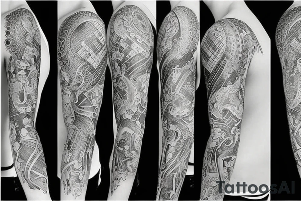 Half sleeve unique tattoo idea
