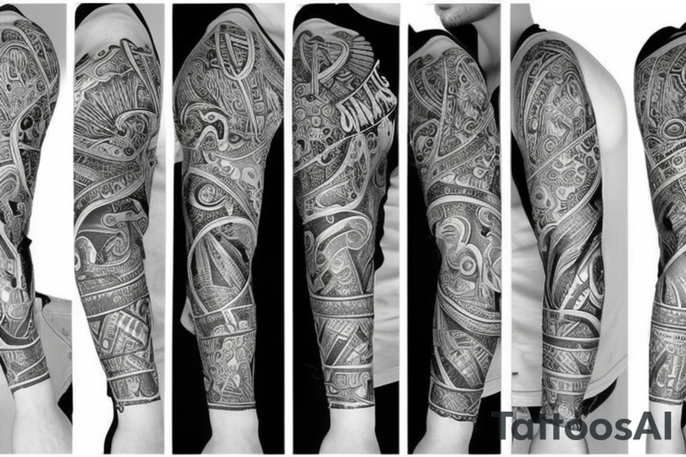Half sleeve unique tattoo idea