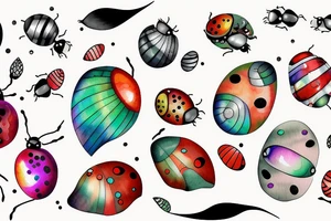 A shimmering bright Ladybug with an iridescent shell tattoo idea
