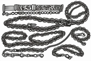 Flaming katana wrapped in chains tattoo idea