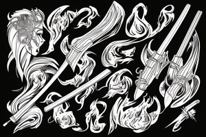 Flaming katana wrapped tattoo idea