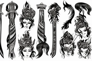 Flaming katana wrapped tattoo idea