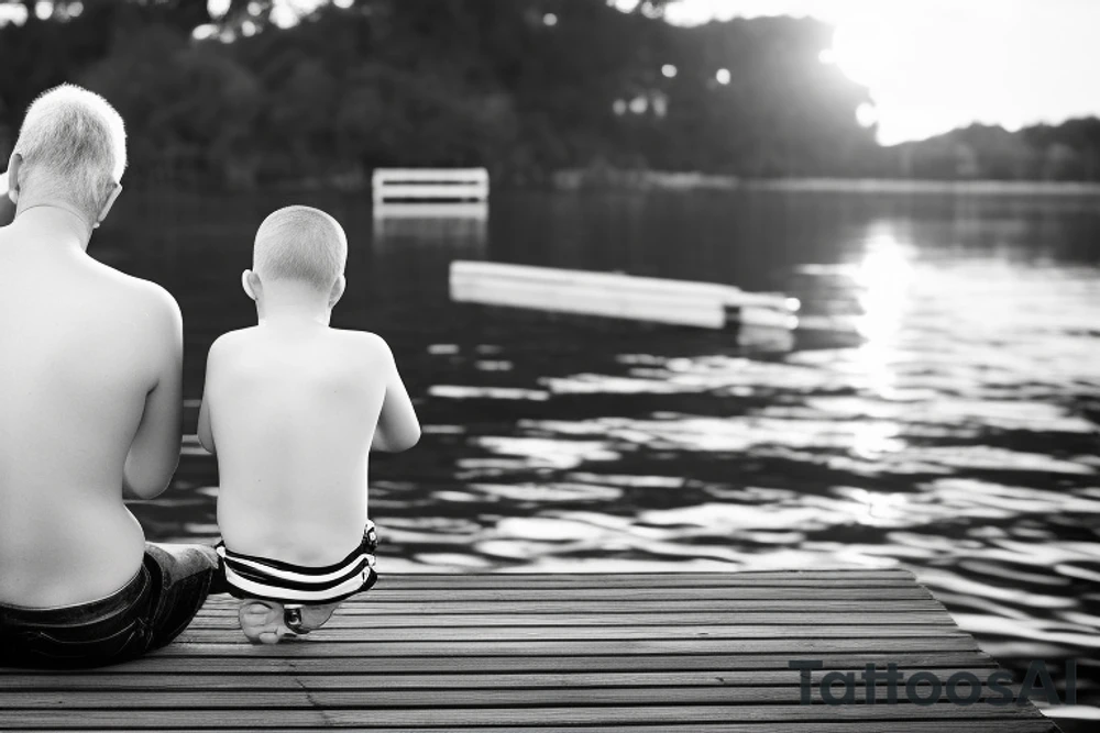dad and son sitting on dock watching sunset tattoo idea dad and son sitting on dock watching sunset tattoo idea