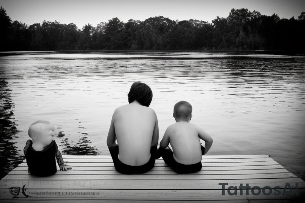 dad and son sitting on dock watching sunset tattoo idea dad and son sitting on dock watching sunset tattoo idea