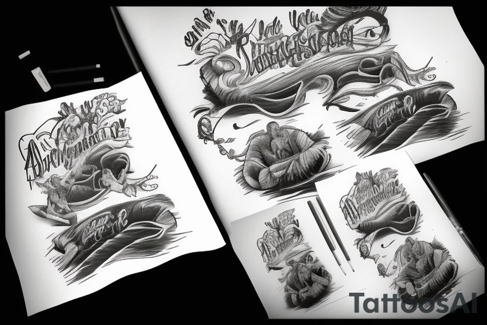 dad and son sitting on dock watching sunset tattoo idea