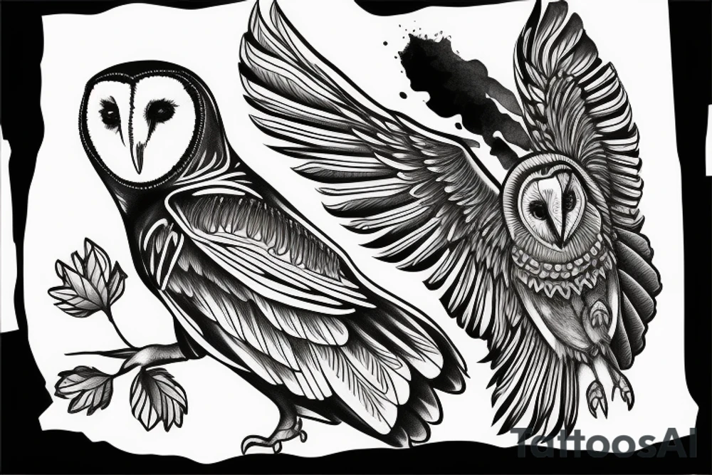 Barn owl tattoo in guardians of Ga'hoole style tattoo idea