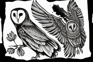 Barn owl tattoo in guardians of Ga'hoole style tattoo idea